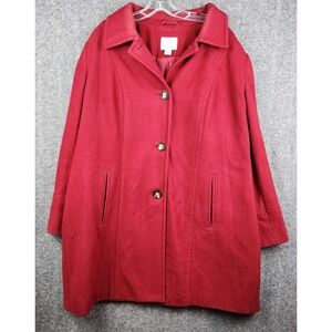 St John's Bay Wool Blend Peacoat Womens 2X Red Excellent Button Front Jacket